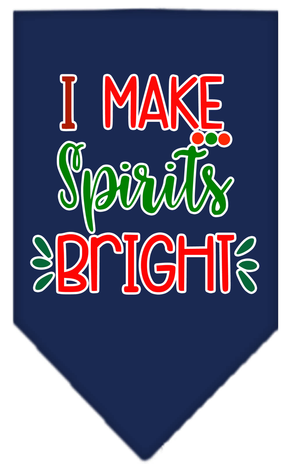 I Make Spirits Bright Screen Print Bandana Navy Blue Small